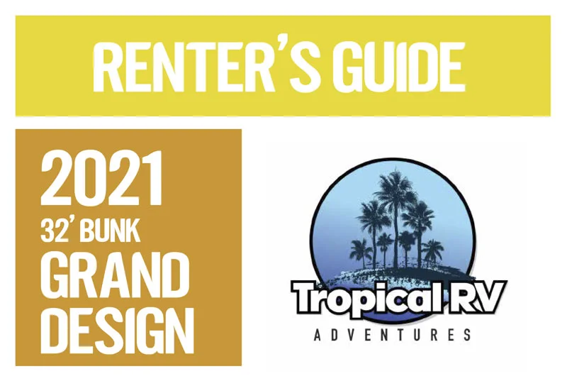 2021 Renter’s Guide image design with Tropical RV Adventures logo.